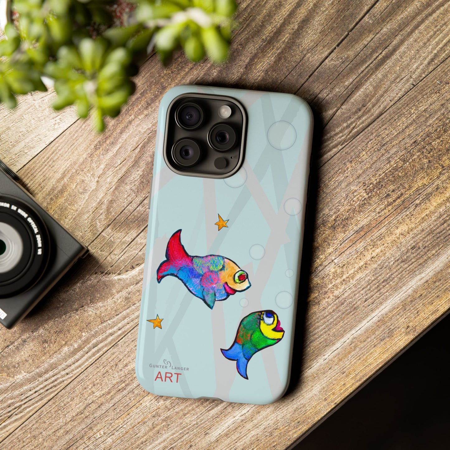 Tough Cases - iPhone - Motiv: "Fische", Mikado blau