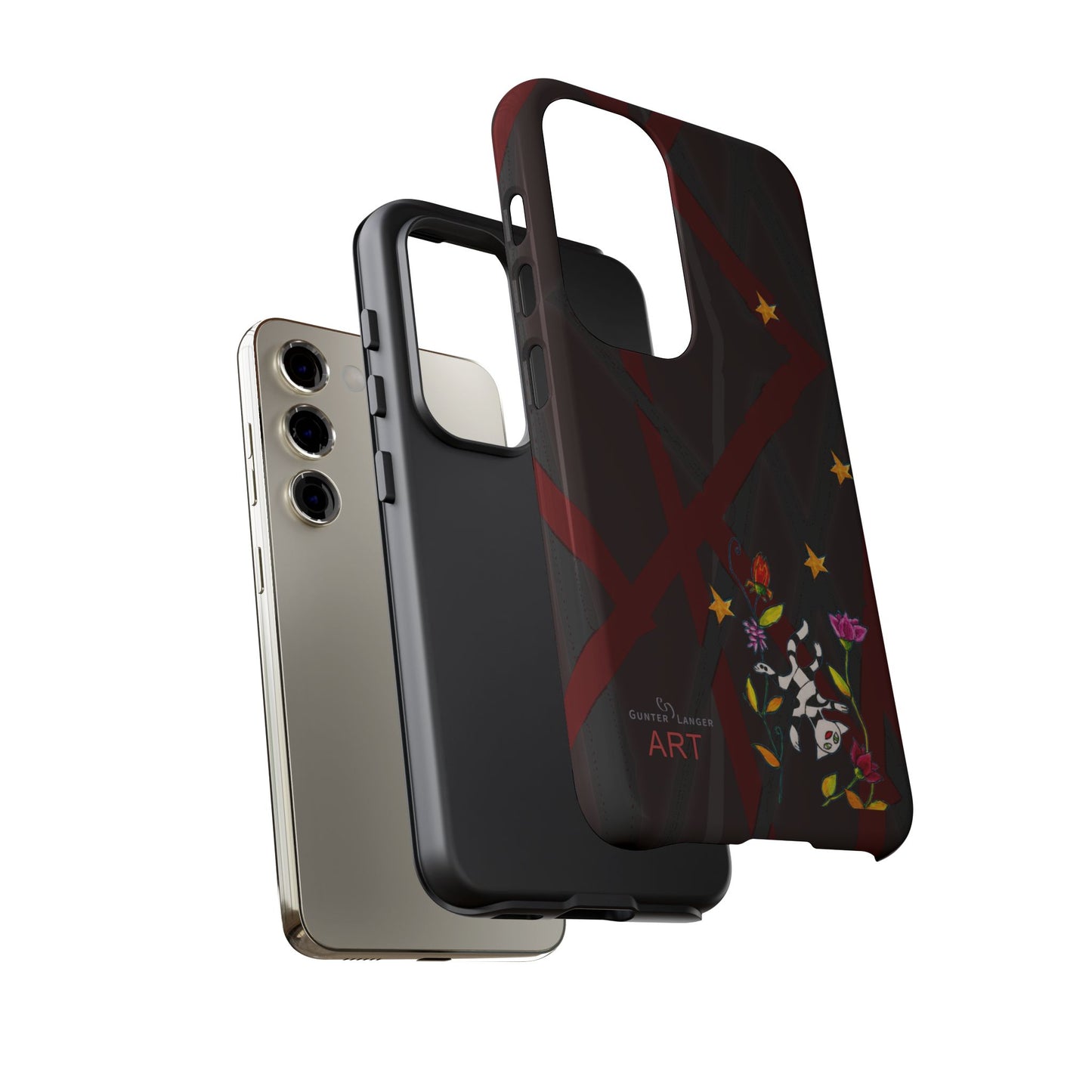 Tough Cases - Google Pixel - Samsung Galaxy - Motiv: Katze schwebt und Ranken, H 5,26 cm, Mikado3