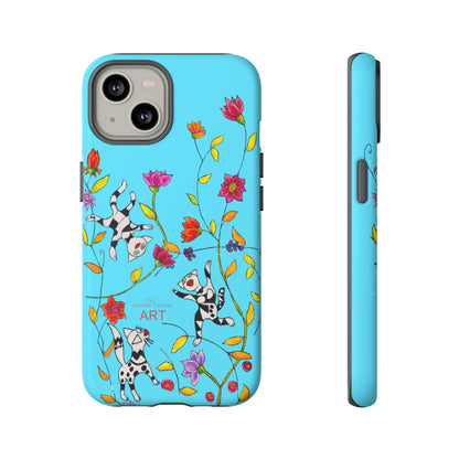 Tough Cases - iPhone - Motiv: Karierte Katzen, blau