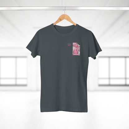 Single Jersey Women's T-shirt - dunkel - Motiv: Zuflucht, Ausschnitt, H 10 cm
