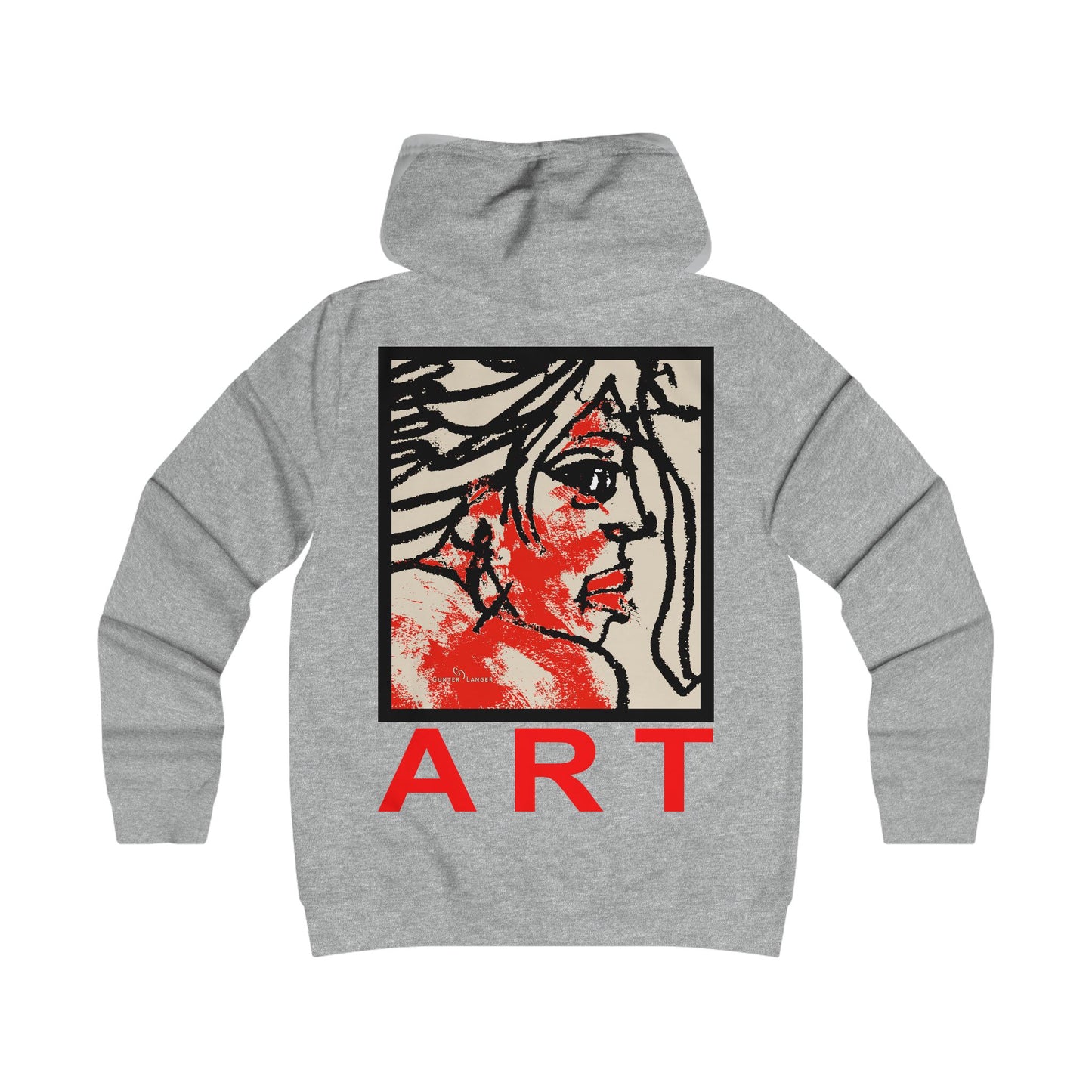 Girlie College Hoodie - Motiv Front "Ria", H 16,5 cm & Rückseite "Ria", H 49 cm