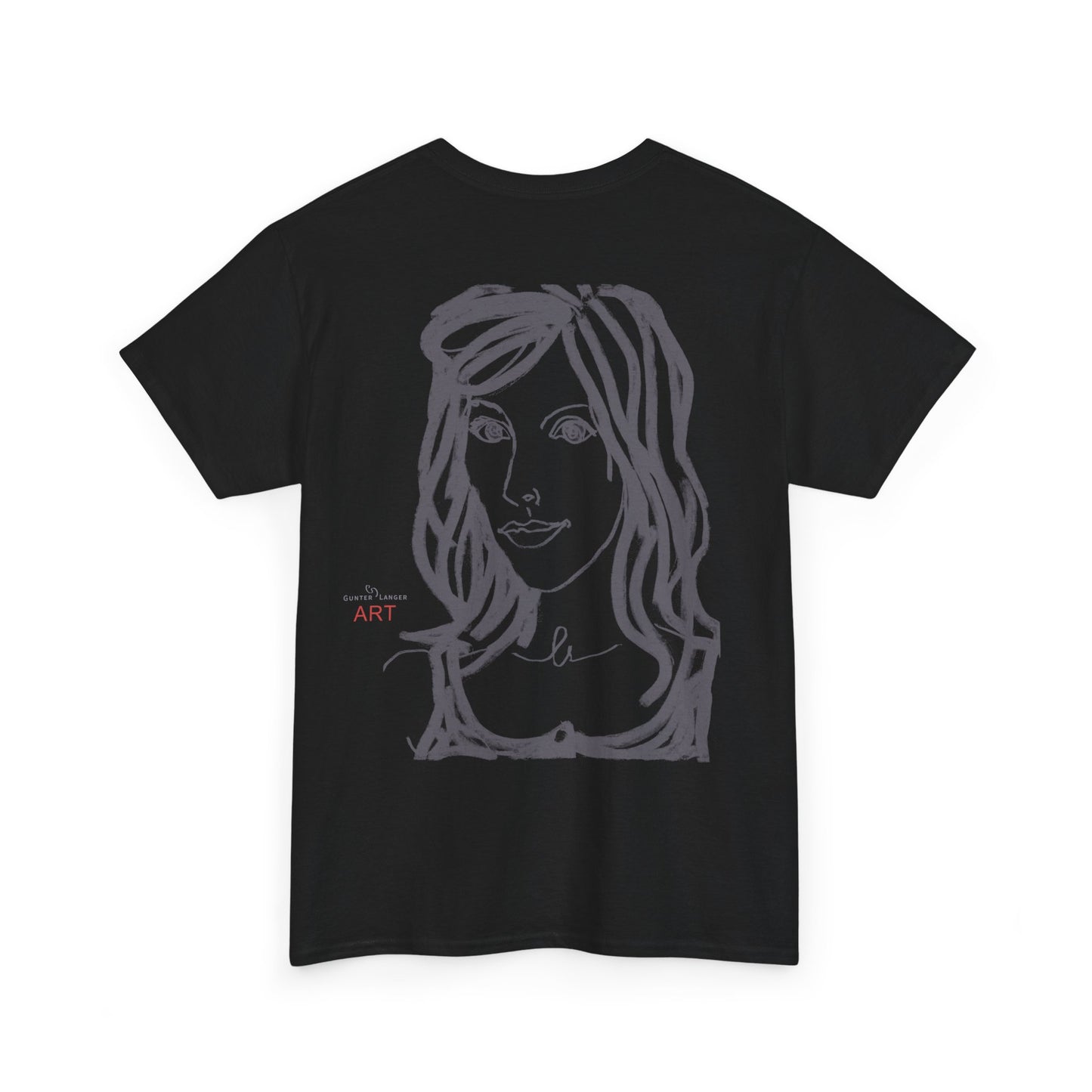 Unisex Heavy Cotton Tee - Motiv:  Front Esther ( grau, klein) & Rückseite Esther (grau), Neck Label