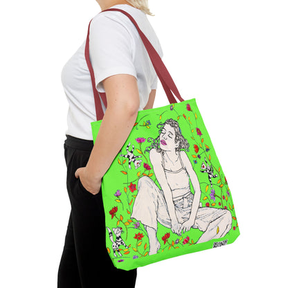 Tote Bag (AOP) - Motiv: Carolin sw auf grün