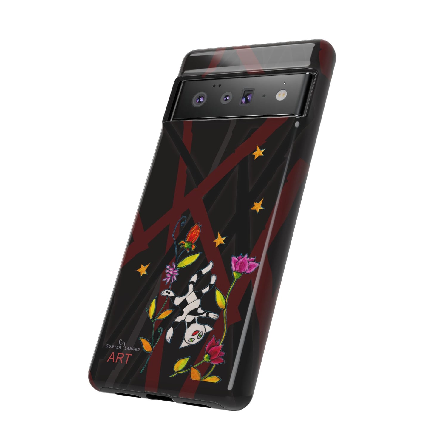 Tough Cases - Google Pixel - Samsung Galaxy - Motiv: Katze schwebt und Ranken, H 7,73 cm, Mikado3