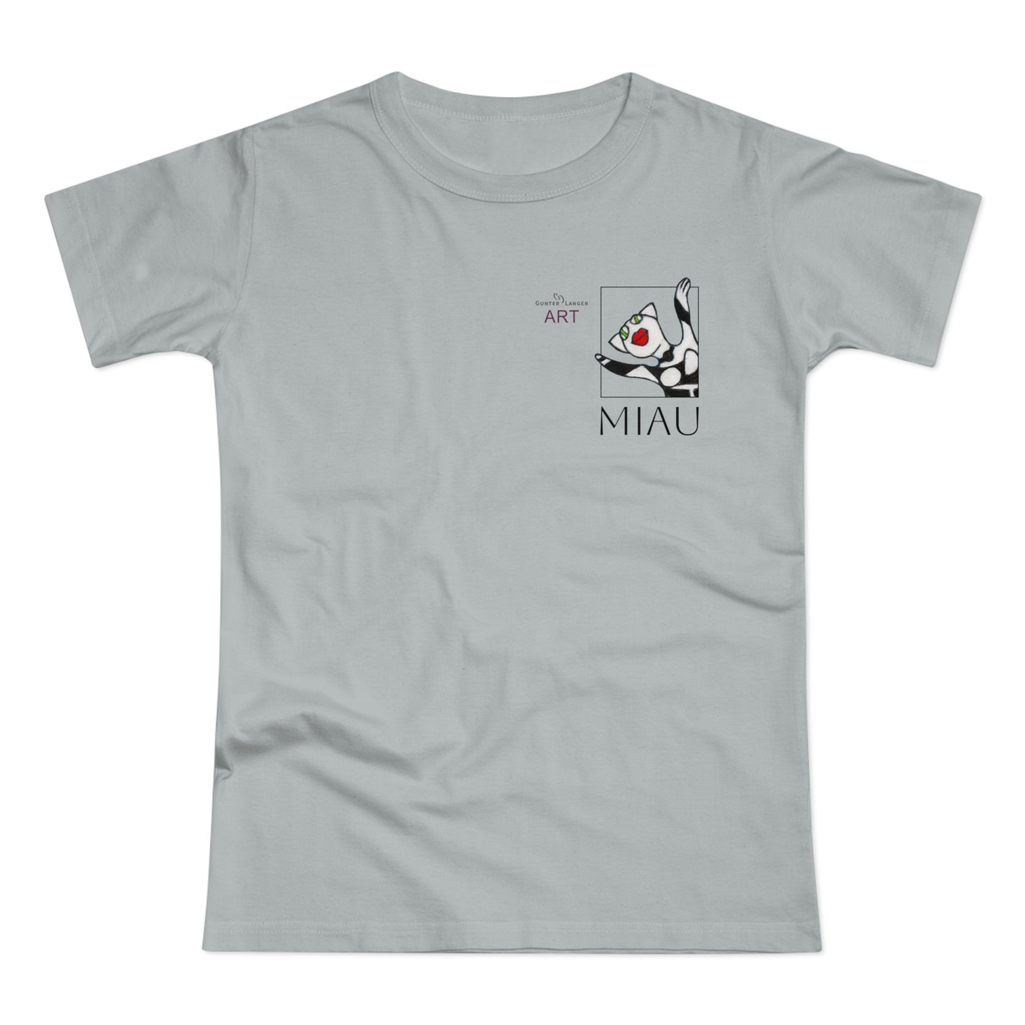 Single Jersey Women's T-shirt - hell - Motiv: Miau, H 9,7 cm