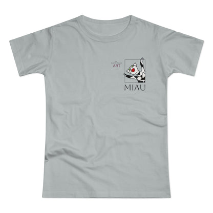 Single Jersey Women's T-shirt - hell - Motiv: Miau, H 9,7 cm