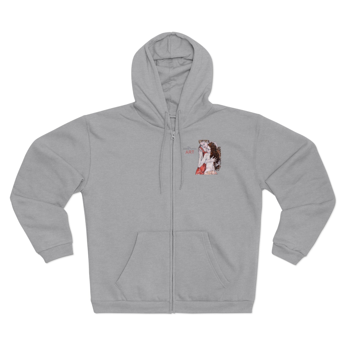 Unisex Hooded Zip Sweatshirt - Motiv: Front Bei dir, H 11 cm & Rückseite Bei dir, H 49 cm