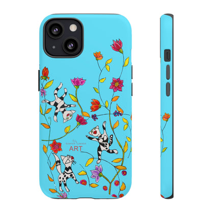 Tough Cases - iPhone - Motiv: Karierte Katzen, blau