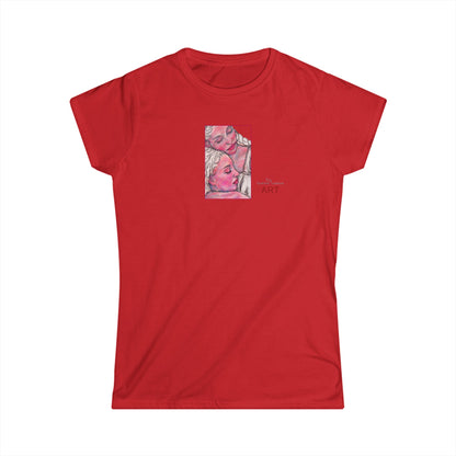 Women's Softstyle Tee - Motiv: Front, Zuflucht, H 14 cm (klein) & Rückseite Zuflucht, H 34,5 cm (groß)