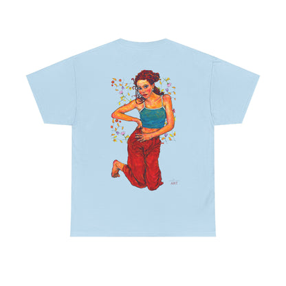 Unisex Heavy Cotton Tee - Motiv: Front, Lea, Ranken, H 13cm & Rückseite, Lea, Ranken, H 40,45 cm, Neck Label