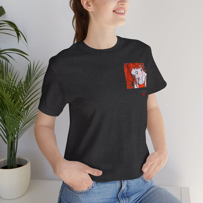 Unisex Jersey Short Sleeve Tee - Motiv: Front Julia (Ausschnitt) & Rückseite Julia, H 49 cm