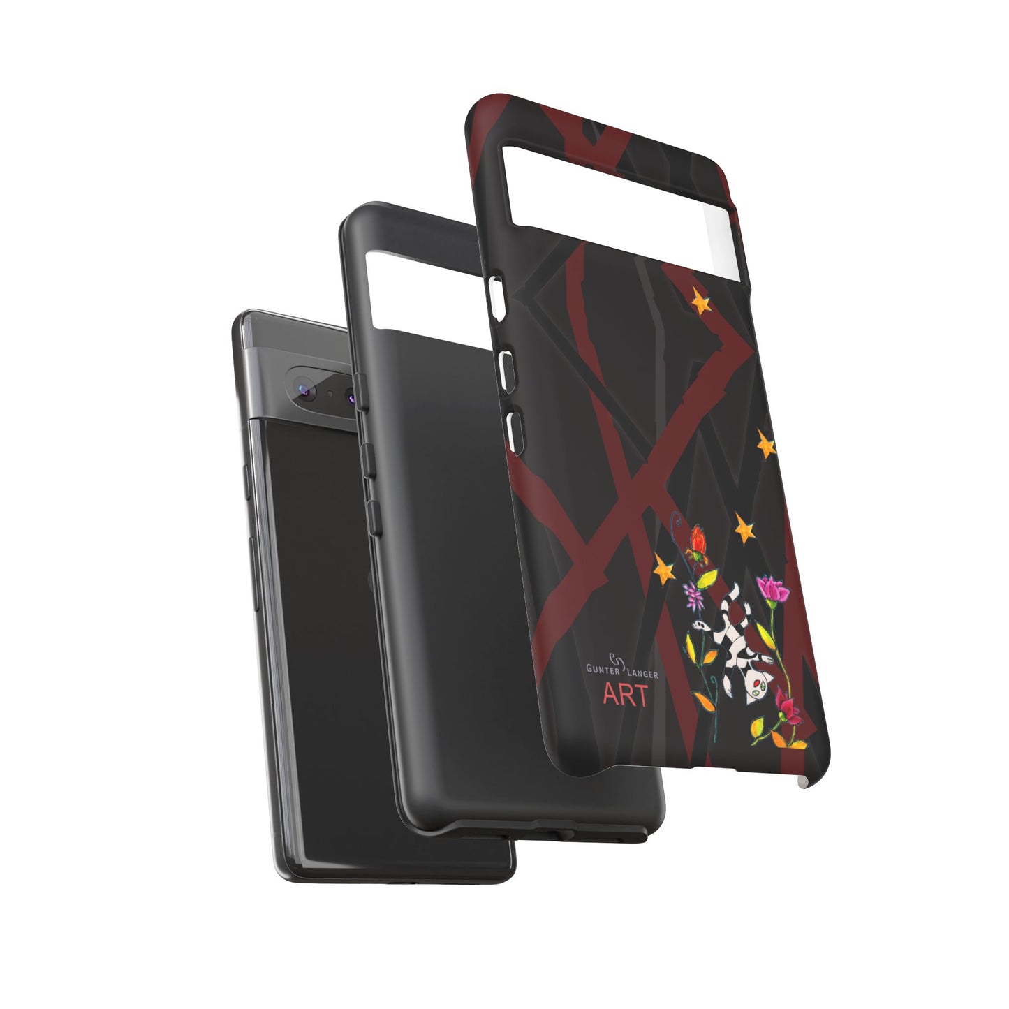 Tough Cases - Google Pixel - Samsung Galaxy - Motiv: Katze schwebt und Ranken, H 5,26 cm, Mikado3