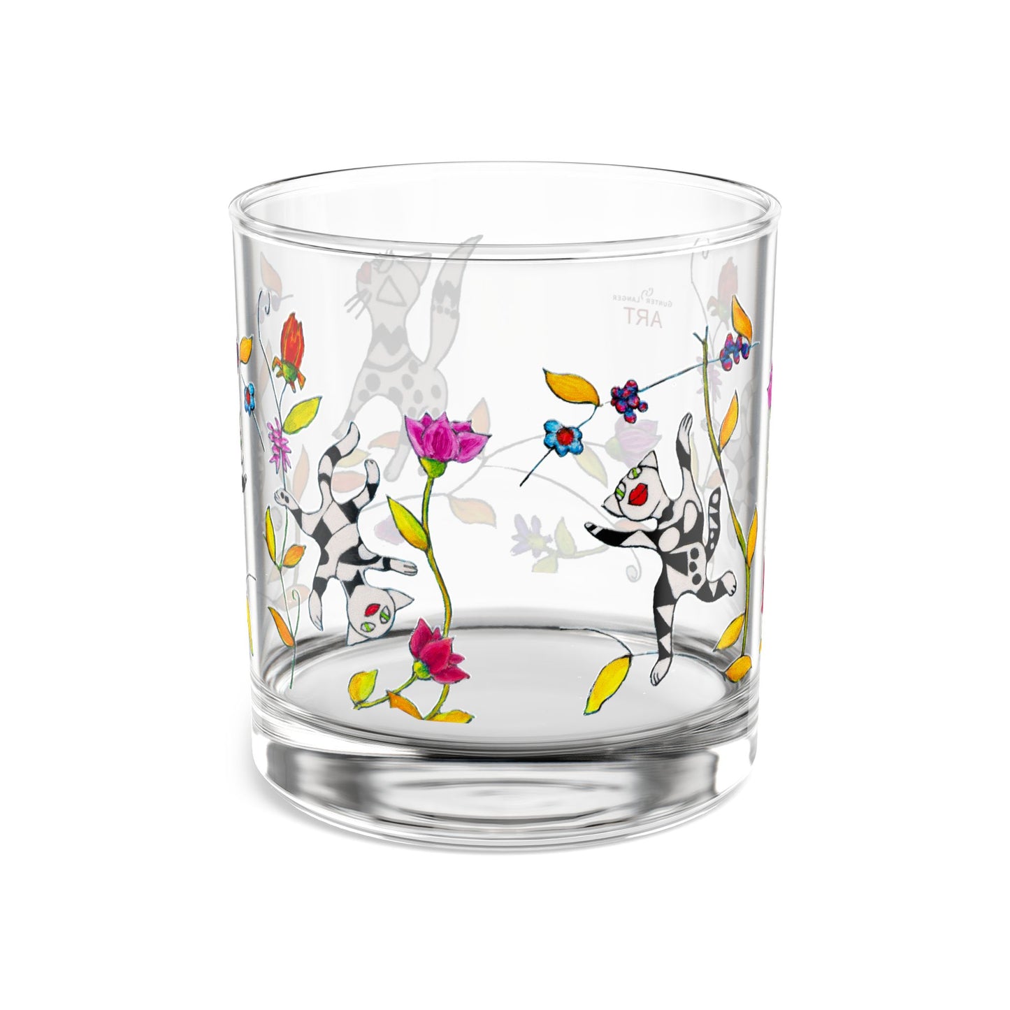 Rocks Glass, 10oz - Motiv: 5 Katzen
