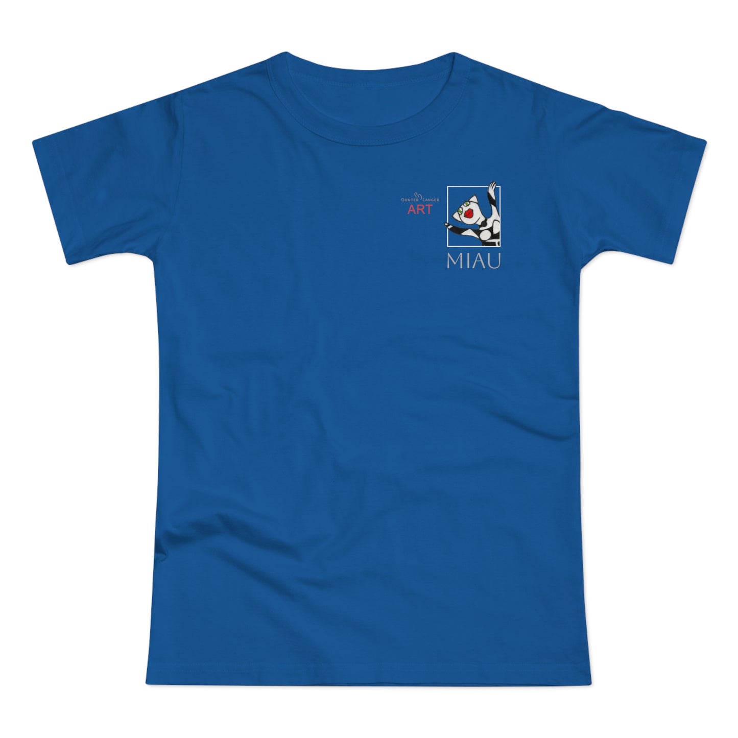 Copy of Single Jersey Women's T-shirt - dunkel - Motiv: Miau, Weiß, H 7 cm