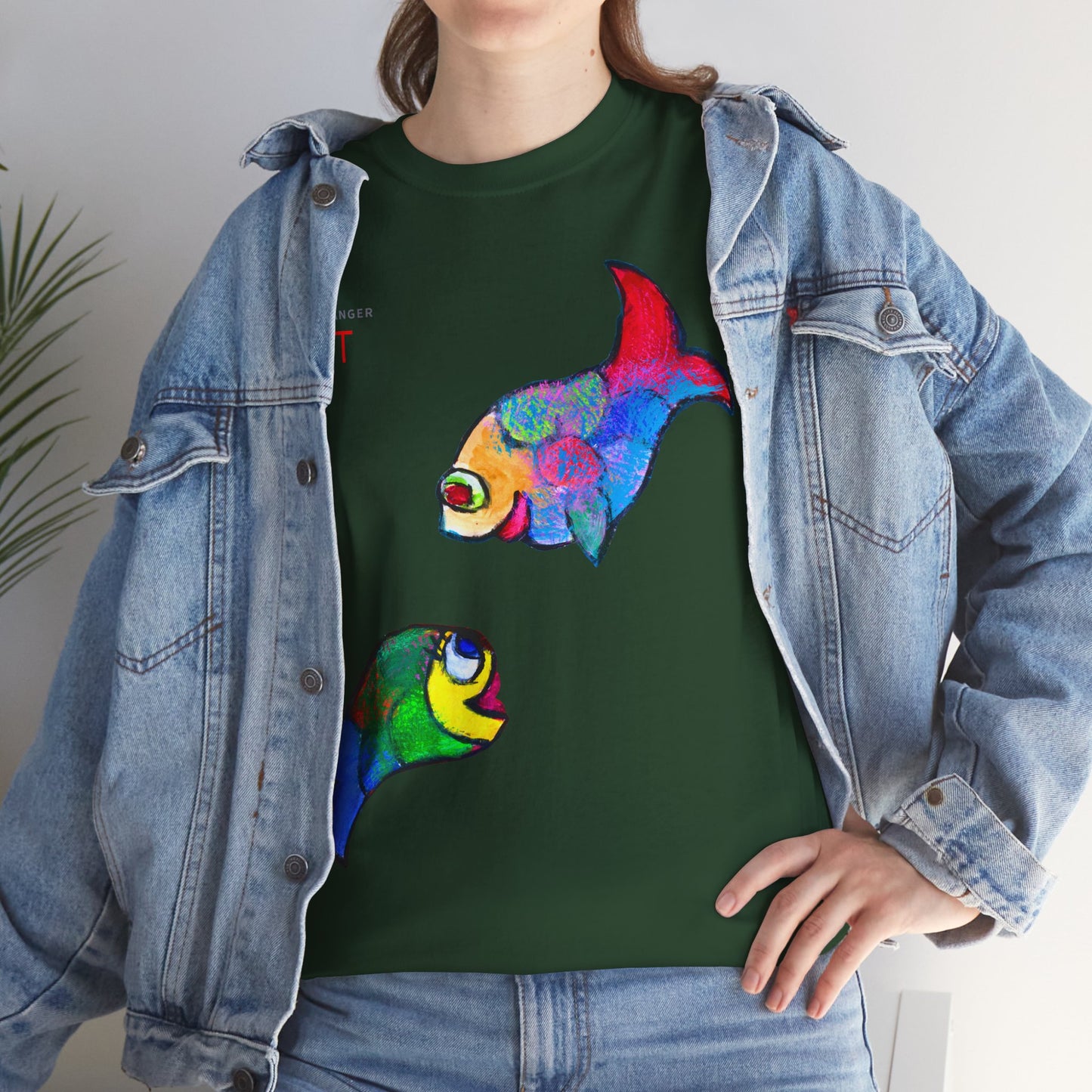 Unisex Heavy Cotton Tee - Motiv: Front Zwei Fische zueinander