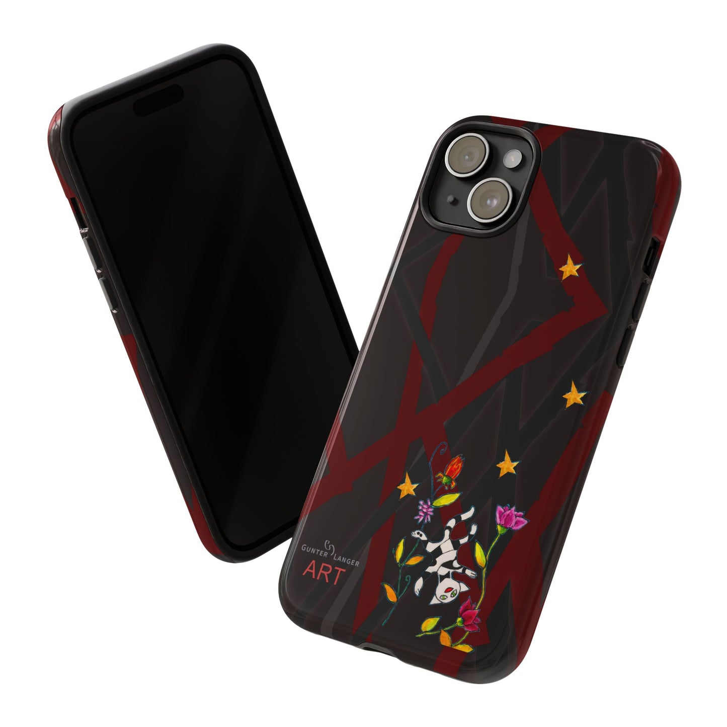 Tough Cases - Motiv: Katze schwebt und Ranken, H 5,26 cm, Mikado3