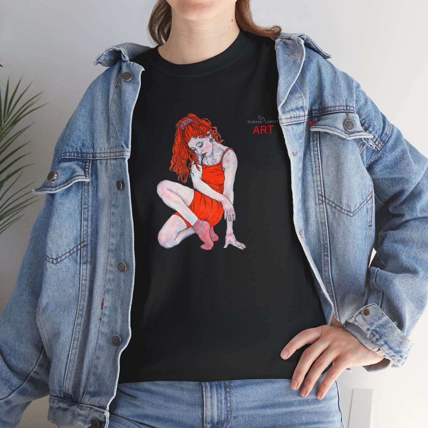 Unisex Heavy Cotton Tee - Motiv:  Front Julia, H25 cm & Rückseite Julia, H 49 cm