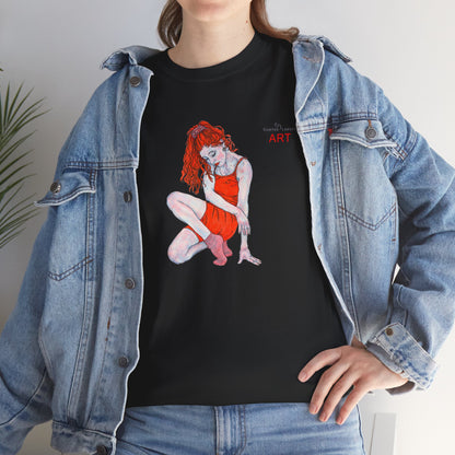 Unisex Heavy Cotton Tee - Motiv:  Front Julia, H25 cm & Rückseite Julia, H 49 cm
