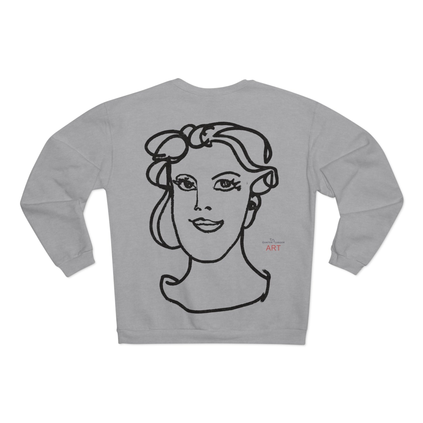 Unisex Crew Neck Sweatshirt (EU) - Motiv: Front Gia, (klein) H 20 cm & Rückseite Gia, H 49 cm