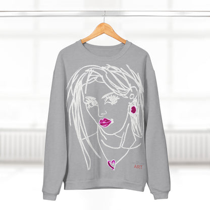 Unisex Crew Neck Sweatshirt (EU) - Motiv: Front Raja, H 49 cm & Rückseite Raja, H 49 cm (weiß)