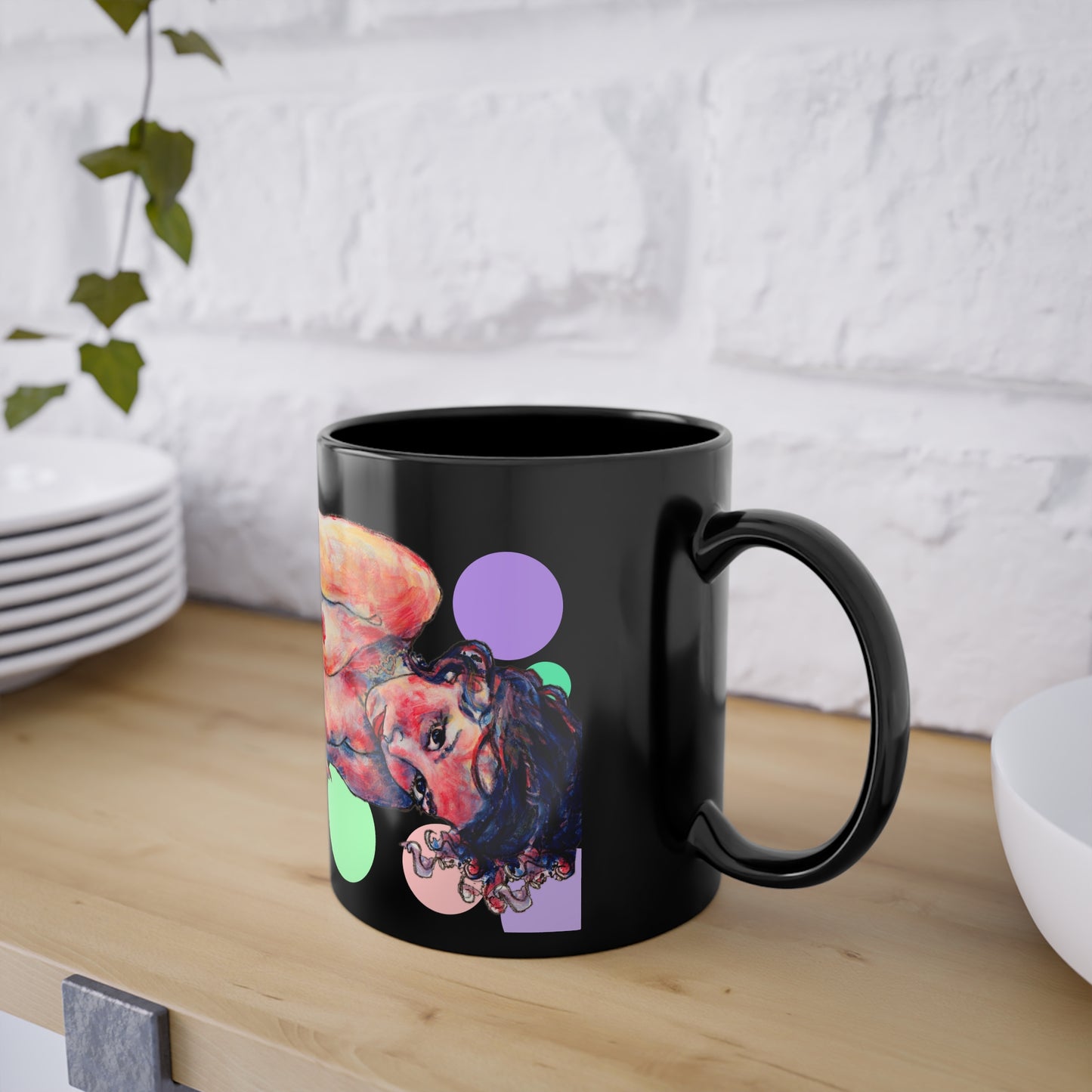 Black Coffee Cup, 11oz - Motiv: Annette, Farbkreise, Sp