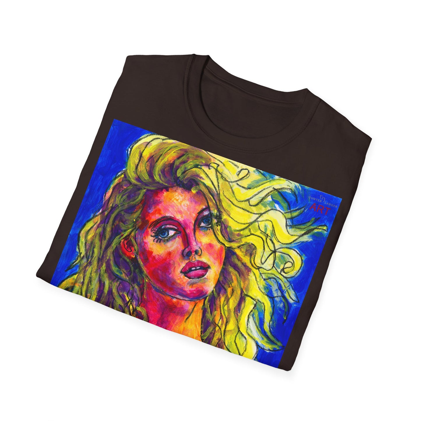 Unisex Softstyle T-Shirt - Motiv: Front Mascha, H 49cm sw, Neck Label