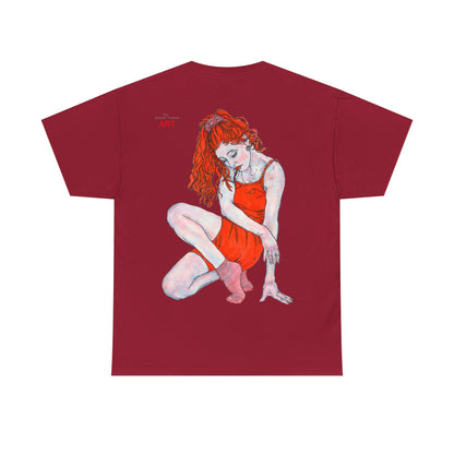 Unisex Heavy Cotton Tee - Motiv:  Front Julia, H25 cm & Rückseite Julia, H 49 cm