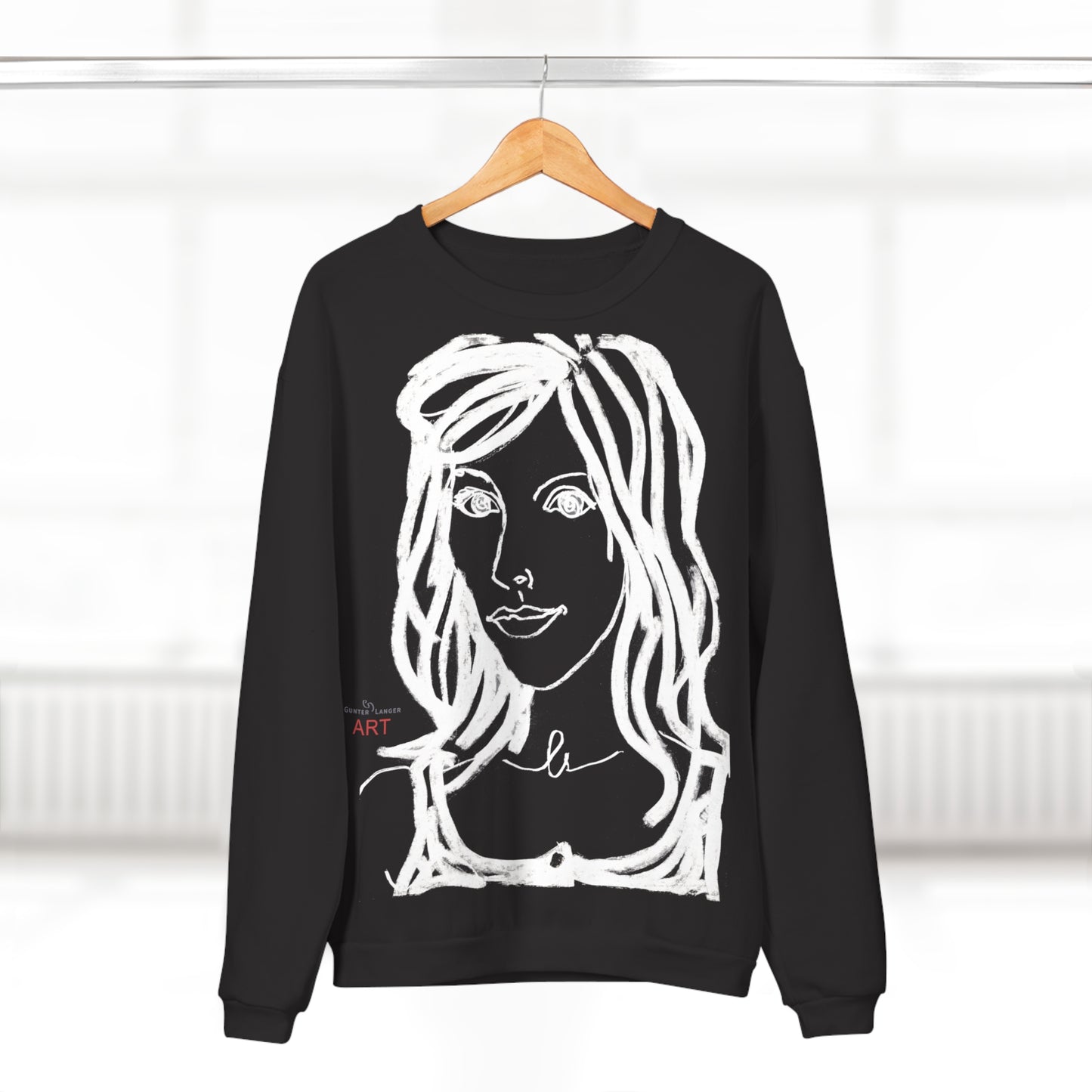 Unisex Crew Neck Sweatshirt (EU) - Motiv: Front Esther &  Rückseite Esther (weiß)