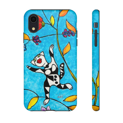 Tough Cases - iPhone - Motiv: Karierte Katze hüpft