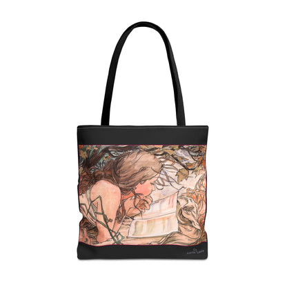 Tote Bag (AOP) - Jugendstil - Motiv: Front Antonia & Rückseite Antonia, Schwarz