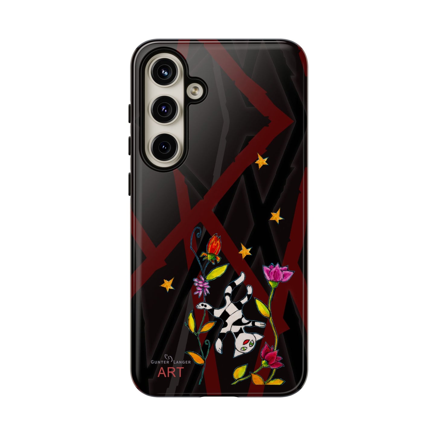 Tough Cases - Google Pixel - Samsung Galaxy - Motiv: Katze schwebt und Ranken, H 7,73 cm, Mikado3