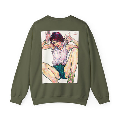 Unisex Heavy Blend™ Crewneck Sweatshirt - Motiv: Front Siegesgöttin, H12 cm (klein) & Rückseite Siegesgöttin, H43 cm