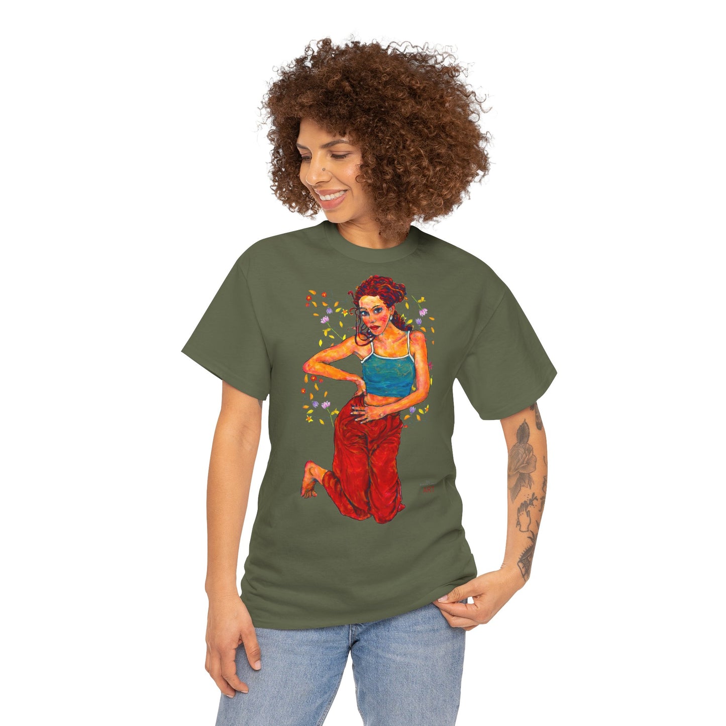 Unisex Heavy Cotton Tee - Motiv: Motiv Lea, Ranken, 49cm, Neck Label