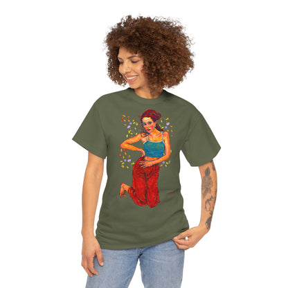Unisex Heavy Cotton Tee - Motiv: Motiv Lea, Ranken, 49cm, Neck Label