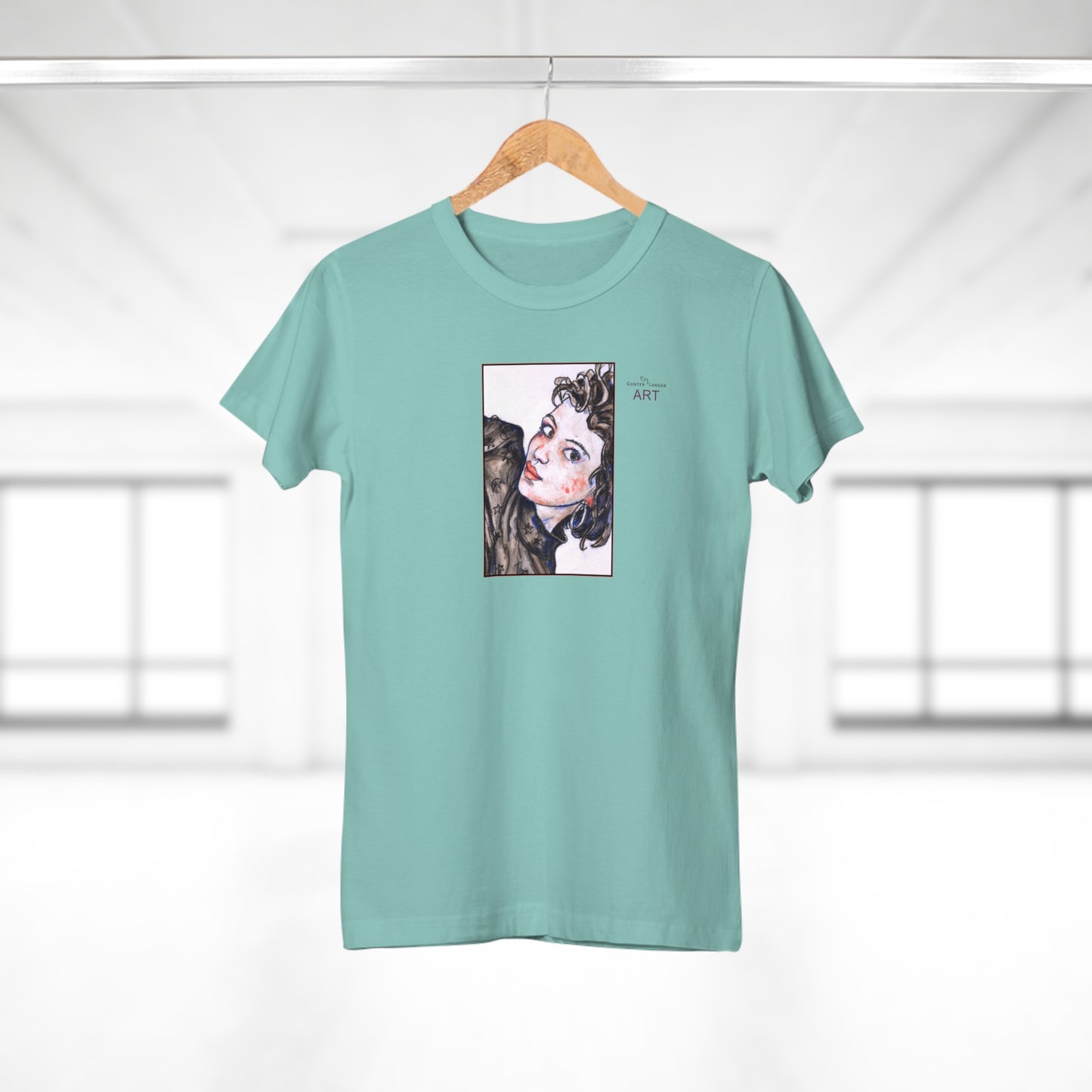 Single Jersey Women's T-shirt - hell - Motiv: Front Annette, H 20 cm & Rückseite Annette, H 35,56 cm