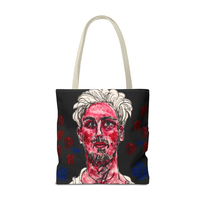 Tote Bag (AOP) - Motiv: Florian rote und blaue Punkte auf schwarz