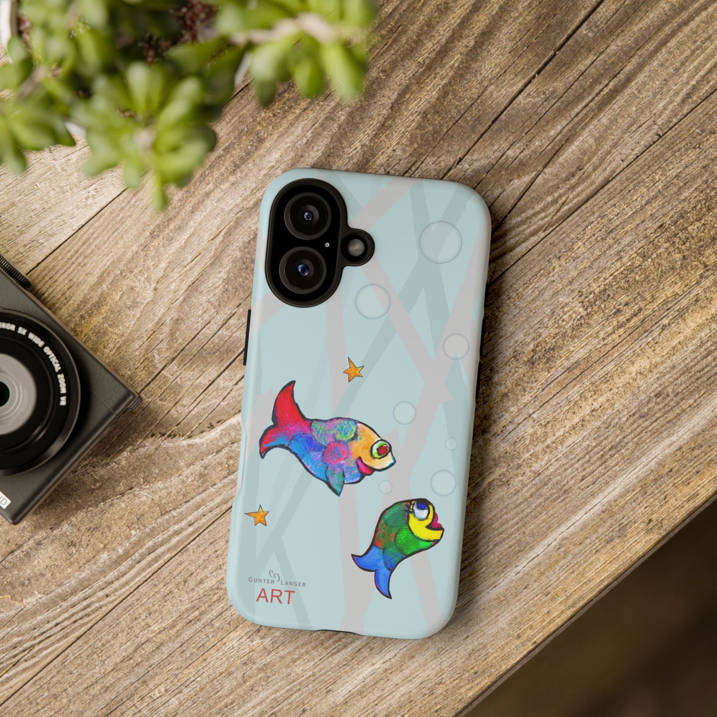 Tough Cases - iPhone - Motiv: "Fische", Mikado blau