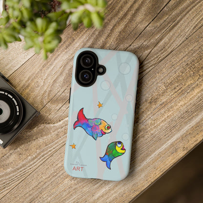 Tough Cases - iPhone - Motiv: "Fische", Mikado blau