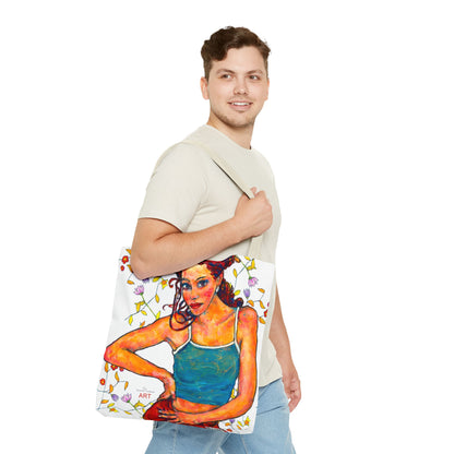 Tote Bag (AOP) -  Motiv: Lea, Weiß Ranken