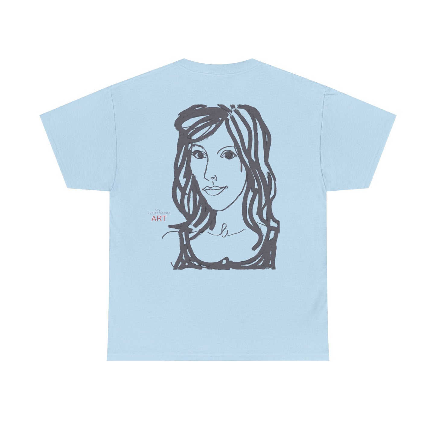 Unisex Heavy Cotton Tee - Motiv:  Front Esther ( grau, klein) & Rückseite Esther (grau), Neck Label