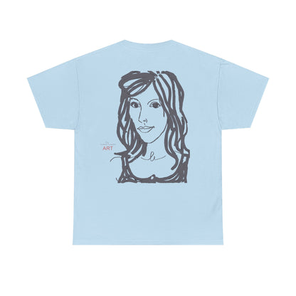 Unisex Heavy Cotton Tee - Motiv:  Front Esther ( grau, klein) & Rückseite Esther (grau), Neck Label