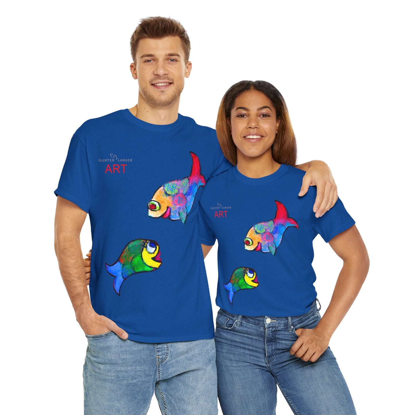 Unisex Heavy Cotton Tee - Motiv: Front Zwei Fische zueinander