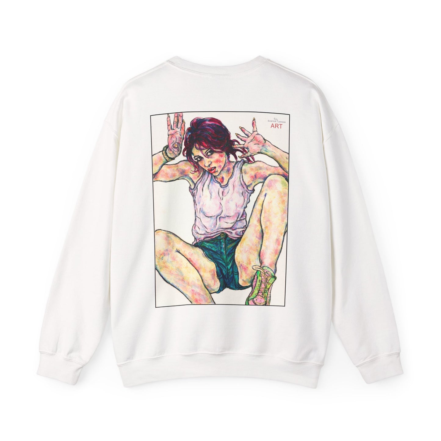 Unisex Heavy Blend™ Crewneck Sweatshirt - Motiv: Front Siegesgöttin, H12 cm (klein) & Rückseite Siegesgöttin, H43 cm