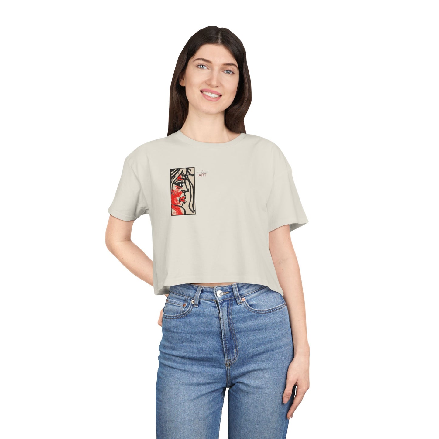 Women's Crop Tee  - Motiv: Front Ria (Ausschnitt H 13,5 cm), & Rückseite Ria, H 24,8 cm