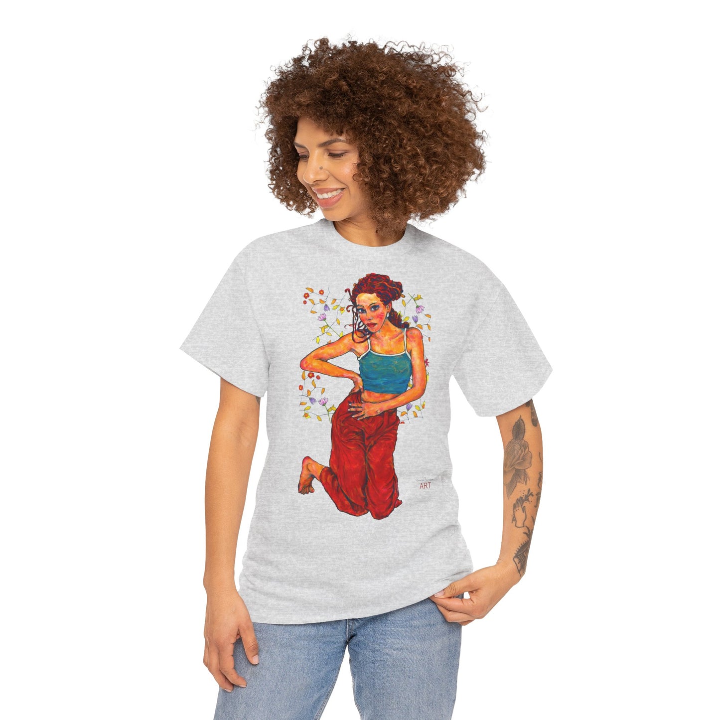 Unisex Heavy Cotton Tee - Motiv: Motiv Lea, Ranken, 49cm, Neck Label