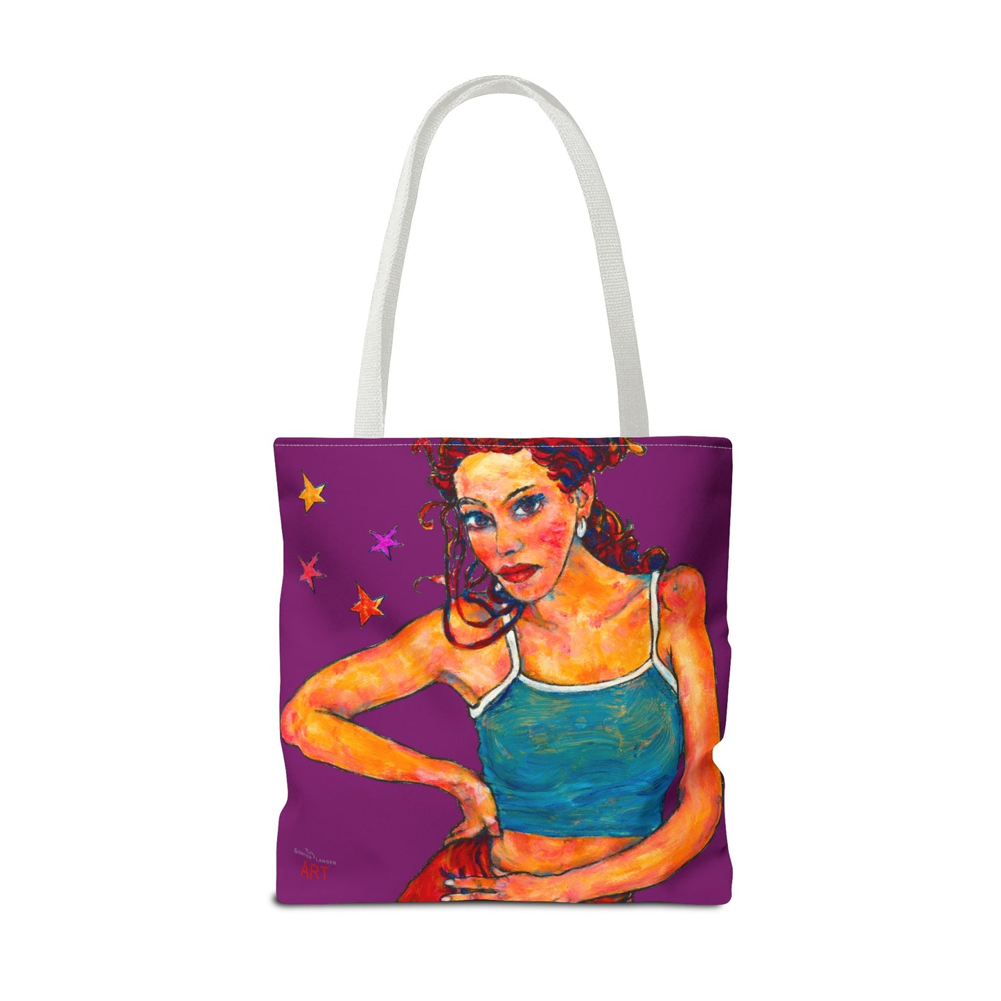 Tote Bag (AOP) Motiv: Lea, Violett Sterne
