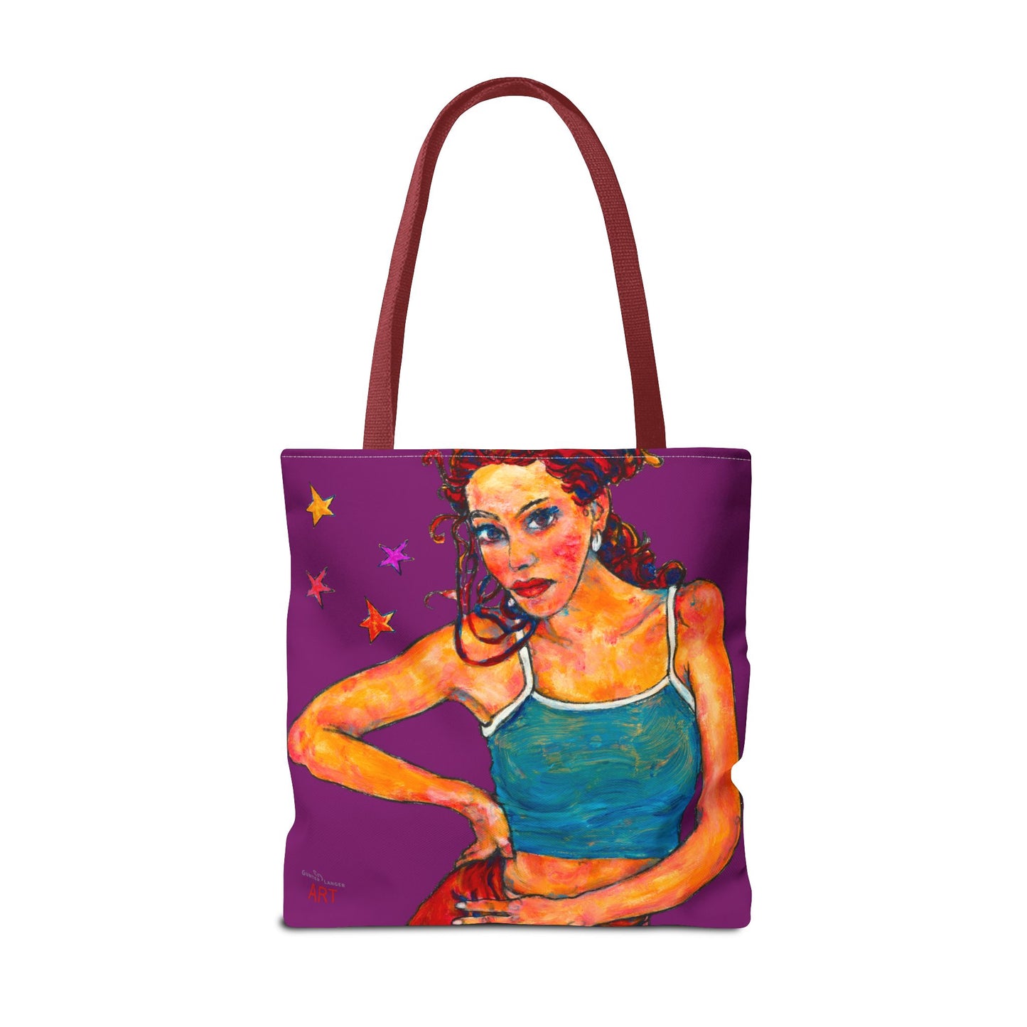 Tote Bag (AOP) Motiv: Lea, Violett Sterne