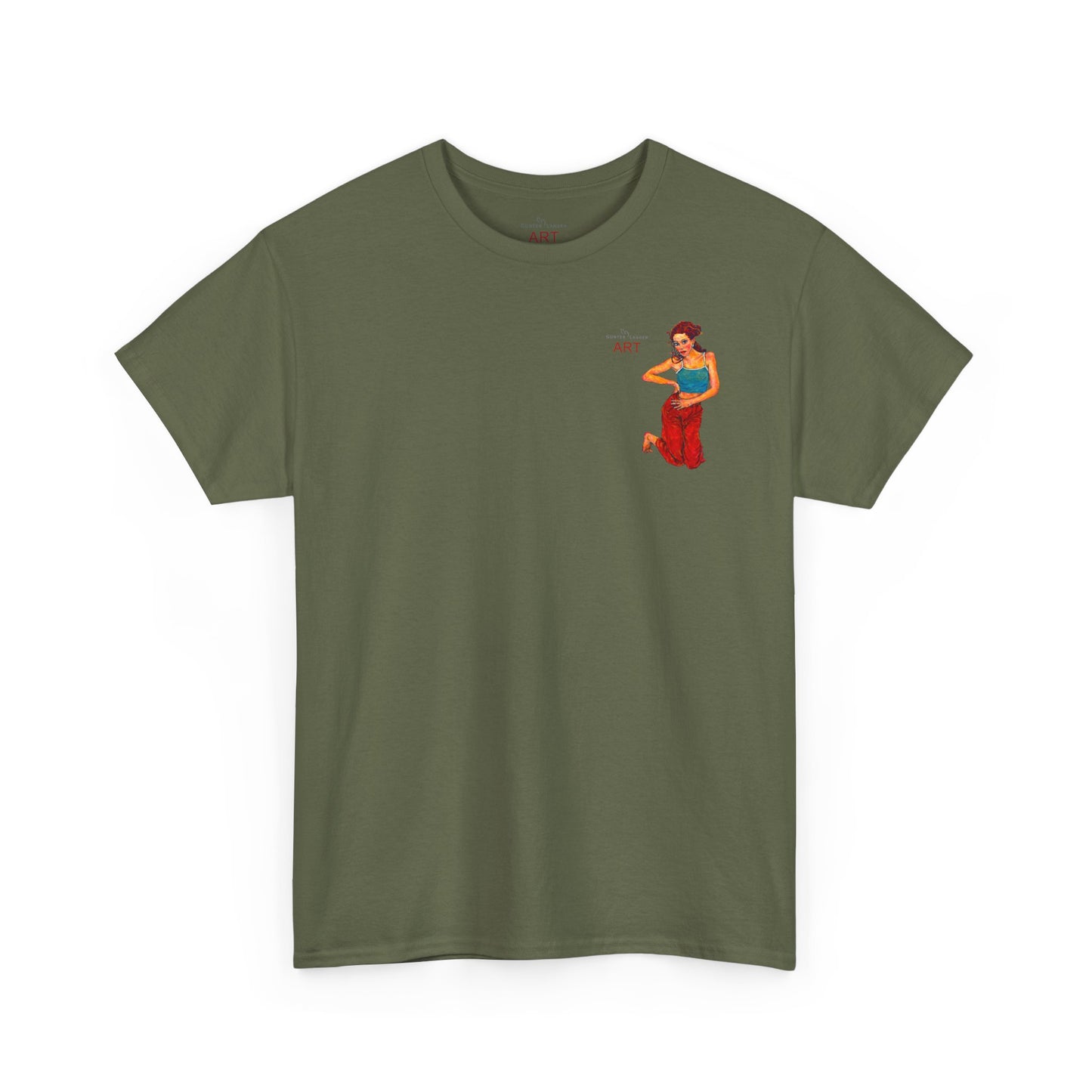 Unisex Heavy Cotton Tee - Motiv: Front, Lea, H 13cm, Neck Label