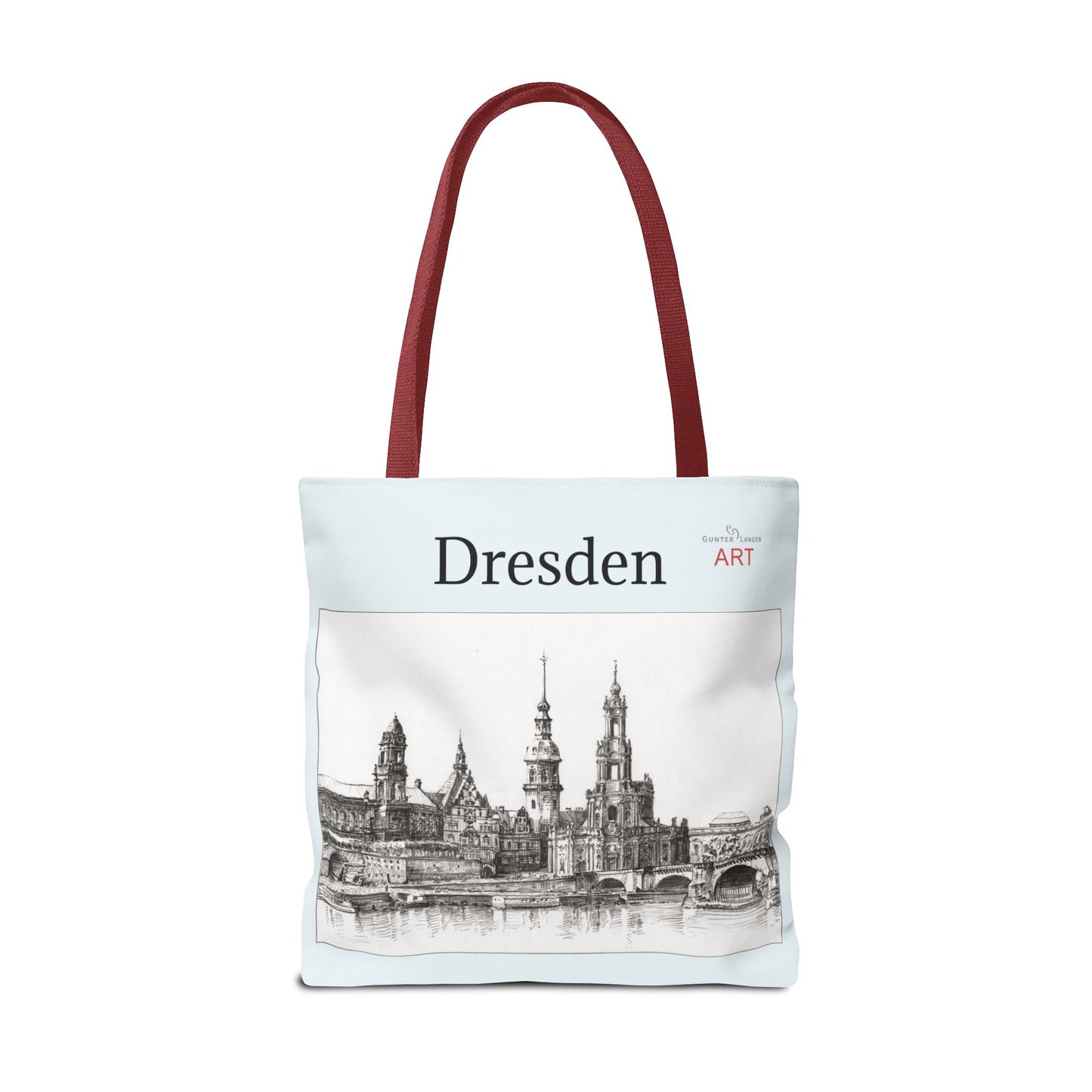 Tote Bag (AOP) - Motiv: Dresden -  Terrassenufer, Hofkirche, Schloß, Bleistift