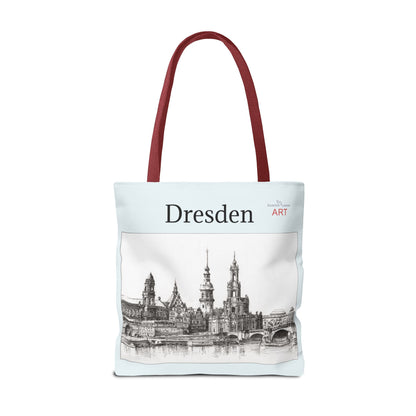 Tote Bag (AOP) - Motiv: Dresden -  Terrassenufer, Hofkirche, Schloß, Bleistift
